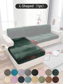 1 pieza Funda de cojín de sofá de peluche de zorro plateado gris oscuro, minimalista clásica, funda protectora decorativa a prueba de polvo de unicolor y elástica, adecuada para hotel, dormitorio, decoración de sala de estar, decoración de habitación, negro, gris claro, caqui, decoración de otoño, decoración de habitación, vuelta al colegio, útiles escolares
