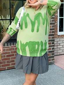 Boho Plus Size Fall And Winter Fashion Casual Vacation Simple Colorblocking Art Pattern Jacquard Round Neck Long Sleeve Sweater Pullover Brunch Outfits For Women Plus Size Halloween Sweater Christmas Clothes