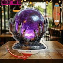 Quả cầu pha lê phát sáng 2D dày 0,3cm, vòng tay bàn tay phù thủy phát sáng Halloween, nhẫn và vòng tay thanh lịch, đế xoay 360°, không cần điện, đồ trang trí nhà bí ẩn thích hợp cho phòng ngủ, phòng khách, tiệc tùng, lễ hội theo mùa, thiết kế phức tạp, Quả cầu pha lê phát sáng 2D - màu đen - Xem 3