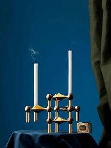 1-delige set metalen kaarsenhouders met moleculaire structuur, Scandinavische, retro en minimalistische driepotige kaarsenhouders, kerndecoratie voor de woonkamer, geometrische creatieve ornamenten, decoratie voor kaarsenhouders in huis, voor huisdecoratie