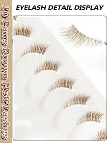 Asiteo 10 Pairs Brown Half Lashes Clear Band Eyelashes Cat Eye False Eyelashes Short Soft 3d Faux Mink Eyelashes Soft Natural Makeup Cat Eye Lashes End Eye Elongated Lashes For Daily Wear Bachelor Party,Dates,Parties - Cat Eye Lashes - View 3