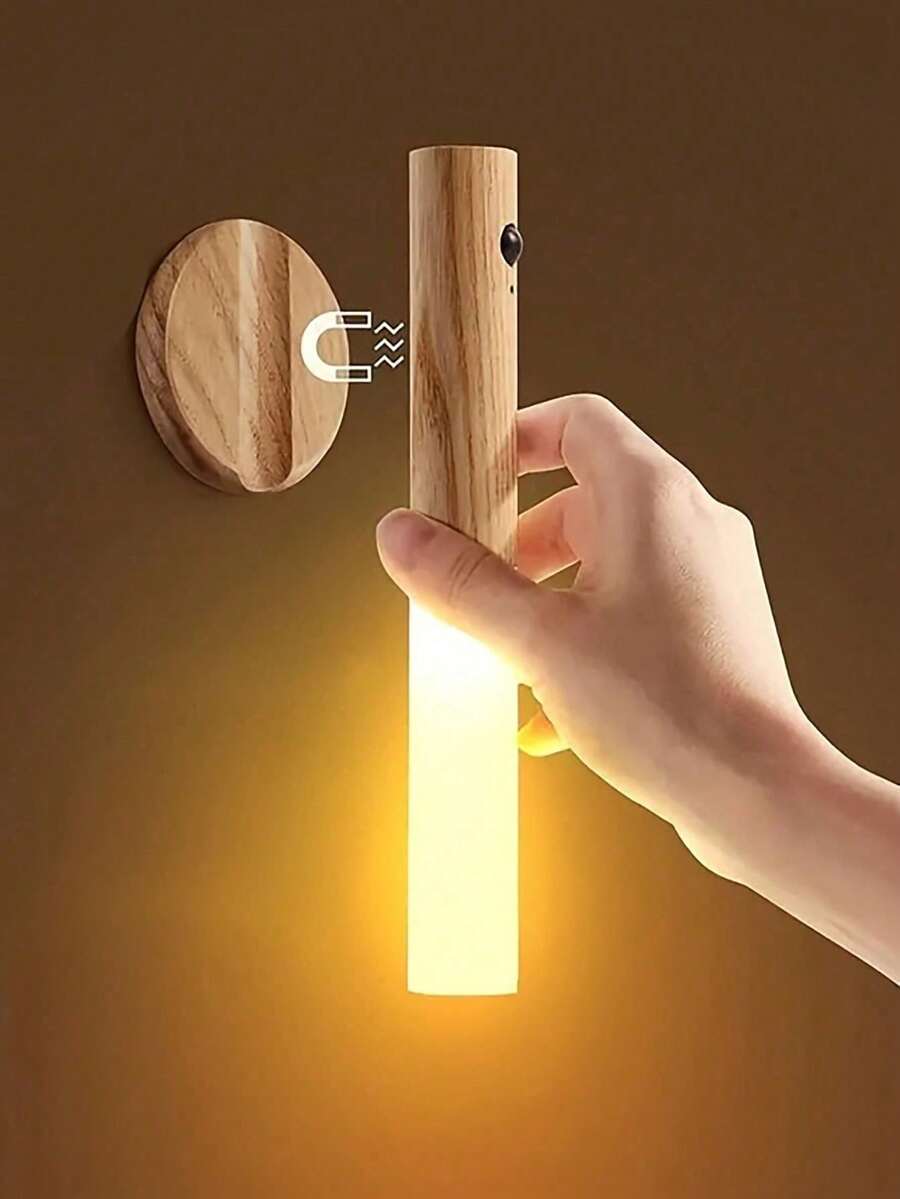 1 pieza Luz decorativa nocturna inalámbrica LED recargable por USB con sensor magnético, adecuada para escaleras, armarios, pasillos y otros escenarios - Multicolor - Ver 1