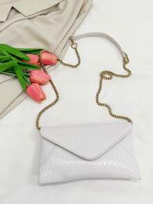 女士时尚简约百搭单肩斜挎信封包，纯色大容量，适合购物、钱包、年轻女性、大学生、新手、办公室女士。非常适合办公室、大学、工作、商务、通勤、户外活动、旅行和徒步旅行 - 白色 - 查看 6