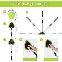 11pcs Auto Windshield Cleaning Kit With 6 Reusable Microfiber Pads, 2 Spray Bottles, Extendable Handles - Green, Popular Auto Cleaning Essential - 綠色 - 查看 4