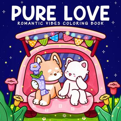دفتر تلوين بموضوع الحب الخالص، 30 صفحة، كتاب تلوين لرسوم كرتونية للحيوانات المحبة والخبرات الرومانسية، كتاب قطة مضحك مناسب كهدية عيد ميلاد أو عيد الميلاد، كتاب تلوين للكبار