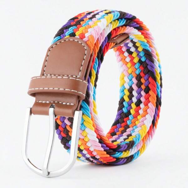 Modischer Y2K-Regenbogen-Gürtel mit elastischem Bund, Ins geflochtenes elastisches Taillenband
