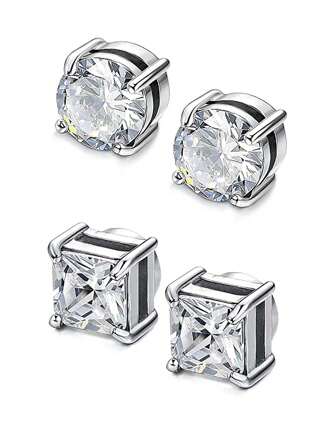 4pcs Minimalist Cubic Zirconia Decorated Clip-On Earrings