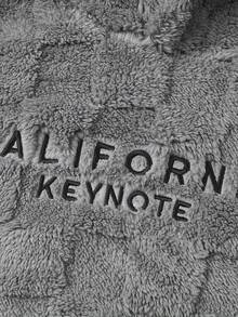 1pc Men Long Sleeve Jacquard Fleece Hooded Sweatshirt, Casual Everyday Wear,Letter Embroidery Teddy Hoodie, Embroidered Loose Plaid Fleece Hoodie Men's,Men's Winter Hoodie For Winter Daily Outing Plush - Grey - View 6