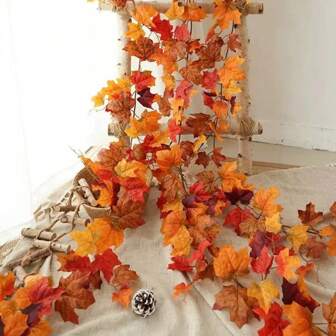 Herfst esdoorn guirlande Kunstmatige herfstbladeren guirlande Kleurrijke herfstdecoratie voor thuis bruiloft feest (gemengde kleur)
