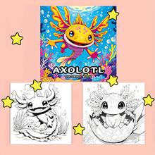[22 Pages Axolotl Coloring Book] 1pc Axolotl Coloring Book For Adults, 22 Pages, Single-Sided Print, Heavy Paper, Mixed Color, Random Greeting Card Included, Ideal Thanksgiving & Christmas Gift,Colouring Book,Coloring Book,Art Supplies Colouring Book Adult Adult Coloring Books Coloring Books For Adults Coloring Books,Back To School,Supplies,Book,120G Paper - Multicolor - View 6