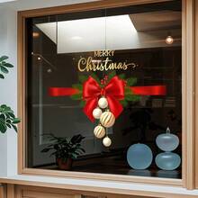 1pc 45cm*60cm Christmas Decoration Sticker, Bow Pattern Decal, Whole Sheet PVC Static Cling Film, Easy To Apply, Suitable For School, Mall, Hotel, Restaurant, Party
