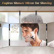360 Viewing Angle Self Hair Cutting Mirror, Clear Anti-Fog HD Glass, USB Rechargeable, Easy To Use, Height Adjustable, Portable, Good Choice For Gifts - Black(With LED,With Accessories) - 查看 3