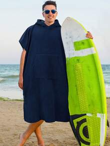 SUN CUBE Surf Poncho Changing Robe With Hood | Absorbent Quick Dry Microfiber Wetsuit Changing Towel With Pocket For Surfing Men Women (Black) - 海軍 - 查看 5