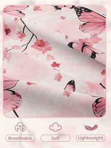 1件蝴蝶花朵图案床笠,床垫保护套,透气防起球床罩,适用于单人床、双人床、大号床、特大号床,四季皆宜,可机洗,防尘防滑,不含枕头和枕套,是节日和情人节的理想礼物。 - 彩色 - 查看 7