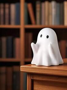 Cute White Ghost Black Ghost Party Decoration Courtyard Ornaments, Spooky Resin Statue,Study Desktop Decoration Small Ornaments, Suitable For Christmas, Parties, And Holiday Decoration Ornaments