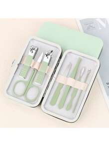 1 Juego de Kit de Cuidado de Uñas de 8 en 1 que incluye cortaúñas, herramientas de arreglo y pedicura, juego de cuidado personal con estuche de viaje, gran regalo para hombres, mujeres, familia y amigos