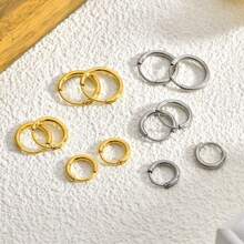 10pcs Stainless Steel Ear Hoop Earrings Women Earrings Men Punk Hiphop Gift Fashion Jewelry Piercing Accessories