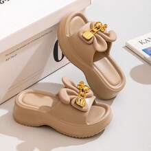 Women's Cute Casual Sandals, Summer New Arrival - Cartoon Doll Decor, Thick Sole Slippers - 卡其色 - 查看 2