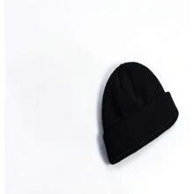 1 Berretta/Cappello invernale in maglia nera, berretto unisex tinta unita senza visiera