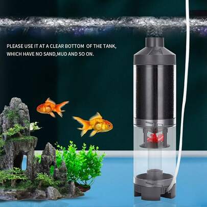 1pc Silent Transparent Aquarium Cleaner, Fish Tank Filter, Fish Waste Collector, Aquarium Waste Water Filter. Plastic Material. Suitable For Aquarium Accessories And Pet Supplies. Applicable For Large And Small Aquariums. Requires Air Pump.