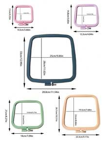 Rectangular Embroidery Hoop Set, 5 Sizes, ABS Plastic Cross Stitch Frames, Suitable For Sewing, Needlework And Embroidery Projects, Multi-Color Packaging - Multicolor - View 5