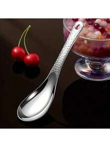 1件/2件/4件/6件/8件不锈钢锤纹勺子，加厚餐具勺，极具吸引力的甜点勺，厨房用具甜点勺，优雅的设计，适用于厨房，餐厅，酒店 - 金銀色 - 查看 2