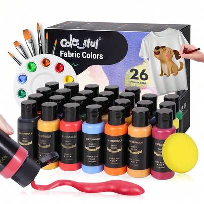 12-Color Textile Paint Set -12ml/0.4oz, Waterproof Permanent Textile Paint, Various Colors, For Clothing, Shoes, Canvas Art, Adult Craft Supplies,14/26 Colors Fabric Paint Set,30ml/1.01oz Each Tube,14/26 Colors Fabric Paint Set,60ml/2.03oz Each Tube
