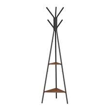Appendiabiti da Terra, Attaccapanni Autoportante per Salotto, Stile Industriale, con 2 Ripiani, per Vestiti, Cappelli, Borse, Marrone Vintage, Ritorno a Scuola, Regalo Natale - Castano - Visualizzare 9