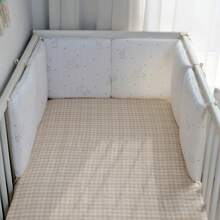 Barrera de seguridad para bebé, Cubierta de barandilla de cuna para bebé, Juego de ropa de cama para bebé, Cojines de esquina para cuna, Almohadillas protectoras de colores variados (6 piezas)