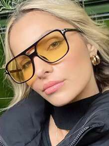 1PC Double-Beam T-Shaped Design Elegant Fashion Unisex Sunglasses Casual Travel Portable Beach Sunglasses Suitable For Birthday Parties, Outdoor Travel, Sports, Cycling, Driving, Fishing, Family Gatherings, Golf, Vacation Casual Sunglasses
