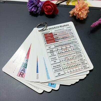 Nursing Reference Card ,Nursing Cards, , Nursing Clinical Cards, Nursing Badge Buddy, Nursing Student Medical Terminology Flashcards ECG Rhythm & Arrhythmias Healthcare, Nursing, Medical Pocket Cards
