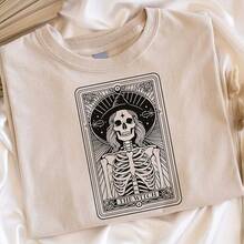 La Misa De La Rta Del Tarot De La Bruja, La Misa Del Esqueleto De La Rta Del Tarot, La Misa Drtida De La Bruja, La Mia De La Brujería, La Mia De Las Vibraciones De La Bruja, La Mia De La Bruja De Halloween3193220g Ft Slub Cotton, Loose Shoulder T-Shirt. Full-Page Retro Silkscreen Illustration Of A Dog's Head With All Rts Of Funny Expressions And S-Depreting Slogans. Printing With - Mucilage, Full Color And Texture. Hem Side Pocket, Convenient D Pocket Cool Or Warm Ds. All Area Dprinted Pet Name On Left Cuff. Matching With The Theme Of Fun Pet Collars Listed. "Pet Owners Don't Have The Same Sense Of Humor, But T-Shirts Do!" For The Fun-Loving  At Pet Parties. - 白色 - 查看 1