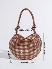 新款亮片铝合金球形拉链女士手提包，便携式派对手拿包，时尚百搭新奇钱包