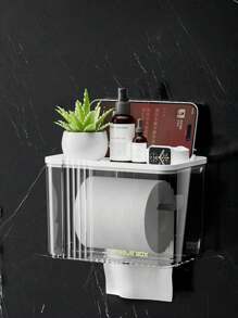 Caja de pañuelos transparente y resistente al agua, soporte montado en la pared para rollo de papel/pañuelos, estante para pañuelos, almacenamiento de pañuelos, caja de pañuelos, caja de pañuelos resistente al agua