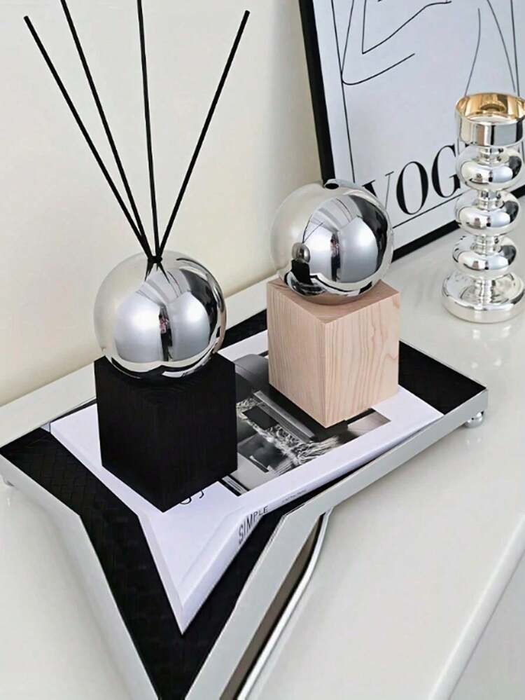 1 set Diffusore sferico elegante in acciaio inossidabile - senza luce, senza profumo, perfetto per la decorazione di casa e hotel, interno, centrotavola estetico | Design minimalista | Superficie riflettente - Multicolore - Visualizzare 2