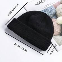 1 Berretta/Cappello invernale in maglia nera, berretto unisex tinta unita senza visiera