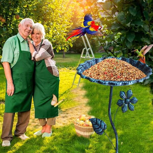1pc Blue-Green Woven Bird Feeder, Suitable For Garden, Backyard, Patio, Easy To Install