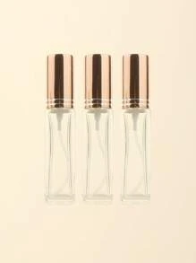 3pcs/6pcs/12pcs/18pcs 10ml Square Glass Refillable Makeup Toner Perfume Small Sample Transparent Fine Mist Spray Bottle, Black/Amber, With Funnel Atomizer, Rose Gold/Purple/Pink