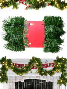 15 mètres Guirlande pour décorations de Noël - Décoration de fête verte douce non éclairée pour une utilisation intérieure ou extérieure - Verdure artificielle de haute qualité pour la maison et le jardin, ou décorations de mariage et de fête, décorations de Noël, décorations de sapin de Noël, décoration d'escalier, couronne, Noël, décoration de Noël pour la maison - Multicolore - Voir 2