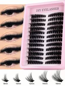 200pcs D Curl DIY Eyelash Cluster, 80D Cluster Eyelashes, 0.07mm D Curl 8-16mm Mixed Natural Eyelash Extensions, Super Thick And Lengthening Cluster Eyelashes, Curly Single Eyelashes, Thin And Lengthening Eyelashes, Lengthening And Cartoon-Like Appearance Eyelashes, Suitable For Beginners At Home200pcs Extra Thick False Eyelashes, 200pcs Large Capacity Lash Clusters, Eyelash Clusters, Individual Eyelashes, Lashes, Fake Lashes - D - View 7