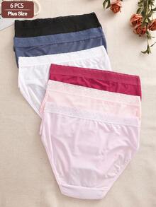 6pcs/Set Solid Color High Waist Lace Patchwork Design Comfortable Breathable Maternity Briefs Underwear Set For Women