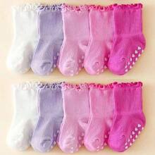 5双/包 宽松荷叶边袖口女婴袜子，0-5岁 - 彩色 - 查看 3