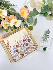 20pcs/Set Spring Floral Printed Disposable Paper Napkins, 13*13inch, Suitable For Wedding, Tea Party, Birthday, Parties, Home Decor, Restaurant, Kitchen, Party Supplies, Made Of Virgin Wood Pulp - Multicolor - View 5