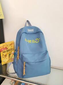 1 件经典基本款返校背包，字母印花书包，大容量学生包，带笔记本电脑隔层书包，旅行收纳，多种颜色可选，非常适合青少年/学生/毕业生，适合日常使用、外出、旅行、学校和返校 - 彩色 - 查看 20