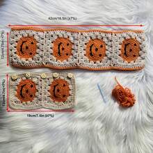 onEternal 1pc Handmade Crochet Halloween Pumpkin Steering Wheel Cover And 2pcs Seatbelt Covers Car Interior Decor Set