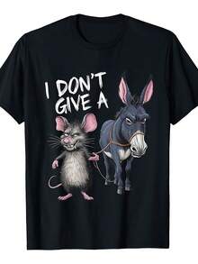 I Don't Give A Rats Ass Mouse & Donkey Funny T-Shirt - Black - View 1