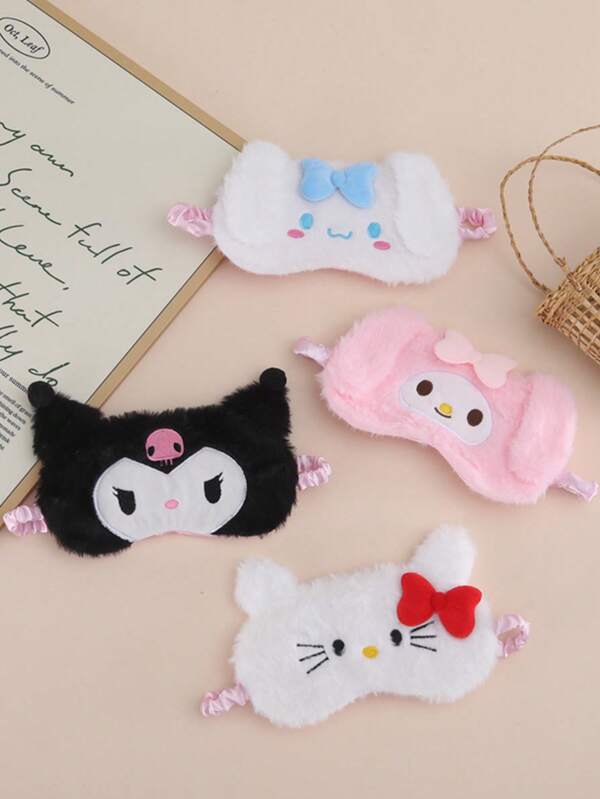Sanrio 1 pièce Masque de sommeil avec motif hello kitty endormi, Kuromi, My Melody, Cinnamoroll. Masque de sommeil mignon bloquant la lumière, un choix de cadeau parfait pour les amis (certaines parties peuvent être aléatoires)