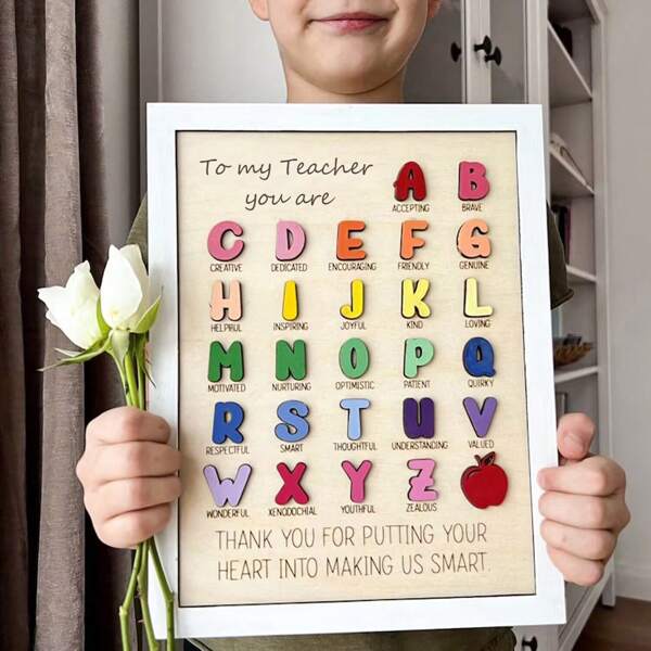 Wooden Letter Desk Decor For Teachers Day, Crafts Gift For Teachers Evaluation