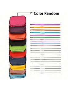 1 套 EDCUEBE7 钩针纱线套件，钩针工具套装带储物袋，初学者 DIY 手工套件，包括纱线、钩子、针、工艺用品、随机颜色和纱线包装 - 彩色 - 查看 10