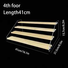 1 pieza Estantería de almacenamiento transparente de varios niveles, estantería escalonada minimalista de acrílico para perfumes, aceites esenciales, figuras, exhibición de postres, bolsas de maquillaje, artículos de viaje - Ancho del tablero de bambú de 5,5 cm. - Ver 8